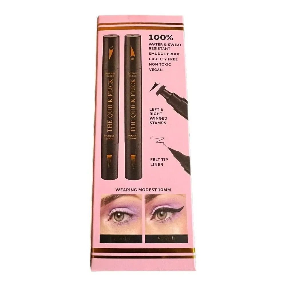 THE QUICK FLICK Intense Black Eyeliner Stamp For Perfect Wings Modest 10mm NIB